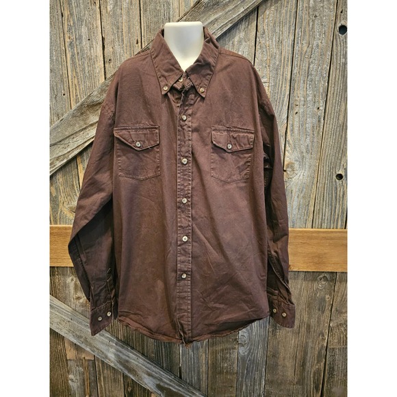 Vintage Walls boys XL Long Sleeve Western hunting brown button up - Picture 1 of 7